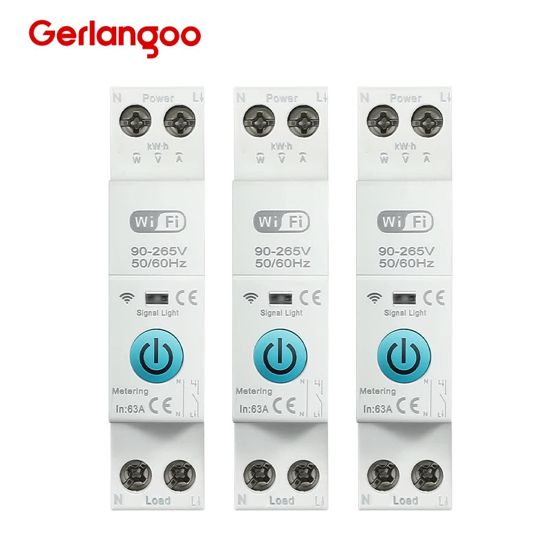 Disyuntor Inteligente Tuya WiFi 63A con Temporizador, Medidor de Consumo (kWh) y Control por Voz"