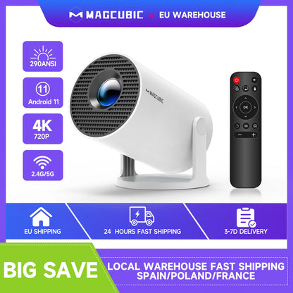 Proyector Inteligente Magcubic HY300 Pro 4K con Android 11 y WiFi 6 - Portátil para Cine en Cualquier Lugar