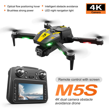 M5S Drone Plegable: Tecnología Avanzada con Motor sin Escobillas, Transmisión WiFi 5G y Cámara 4K para Capturas Aéreas de Alta Calidad