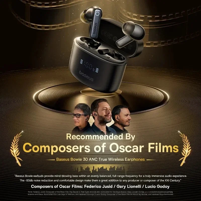 Auriculares Inalámbricos Baseus Bowie 30, Bluetooth 5.3, 6 Micrófonos con IA y Resistencia al Agua IPX4