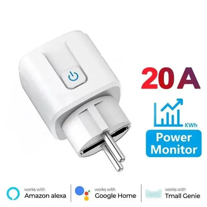 Enchufe Inteligente Tuya 16A/20A EU Smart Socket WiFi con Monitoreo de Energía, Función de Temporización y Control por Voz Compatible con Alexa y Google Assistant