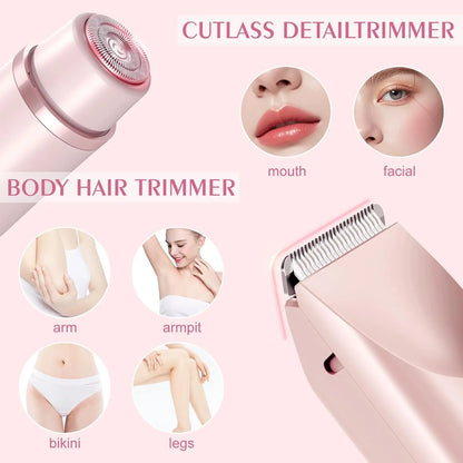 Afeitadora Eléctrica para Mujer - Electric Razor Woman Shaver Indolora, Depiladora Facial y Corporal para Piernas, Bikini y Vello Facial, Recortadora de Precisión sin Dolor