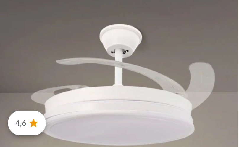 Ventilador de Techo LED 66W White Olga Blanco DC Ultra Silencioso con Mando a Distancia y Palas Retráctiles Verano / Invierno